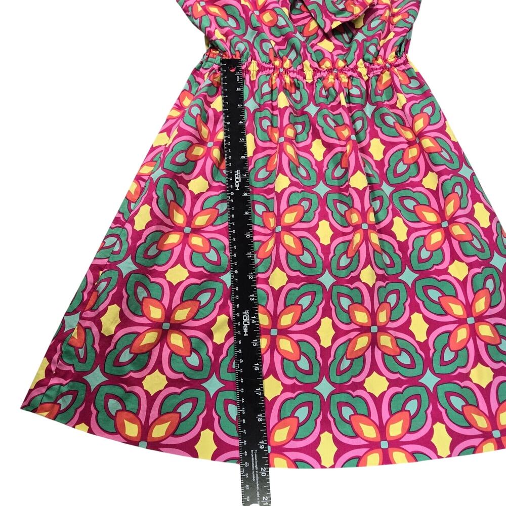 Ellen Ollie Sz 4 One Shoulder Dress Bow Bright Pink 80s 90s Southern Fit Flare - Picture 5 of 13
